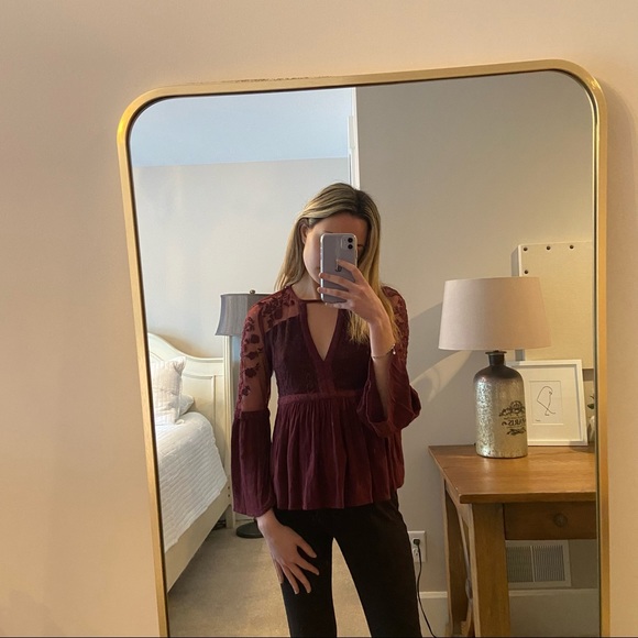 aeo embroidered mesh bell sleeve top - Picture 10 of 10